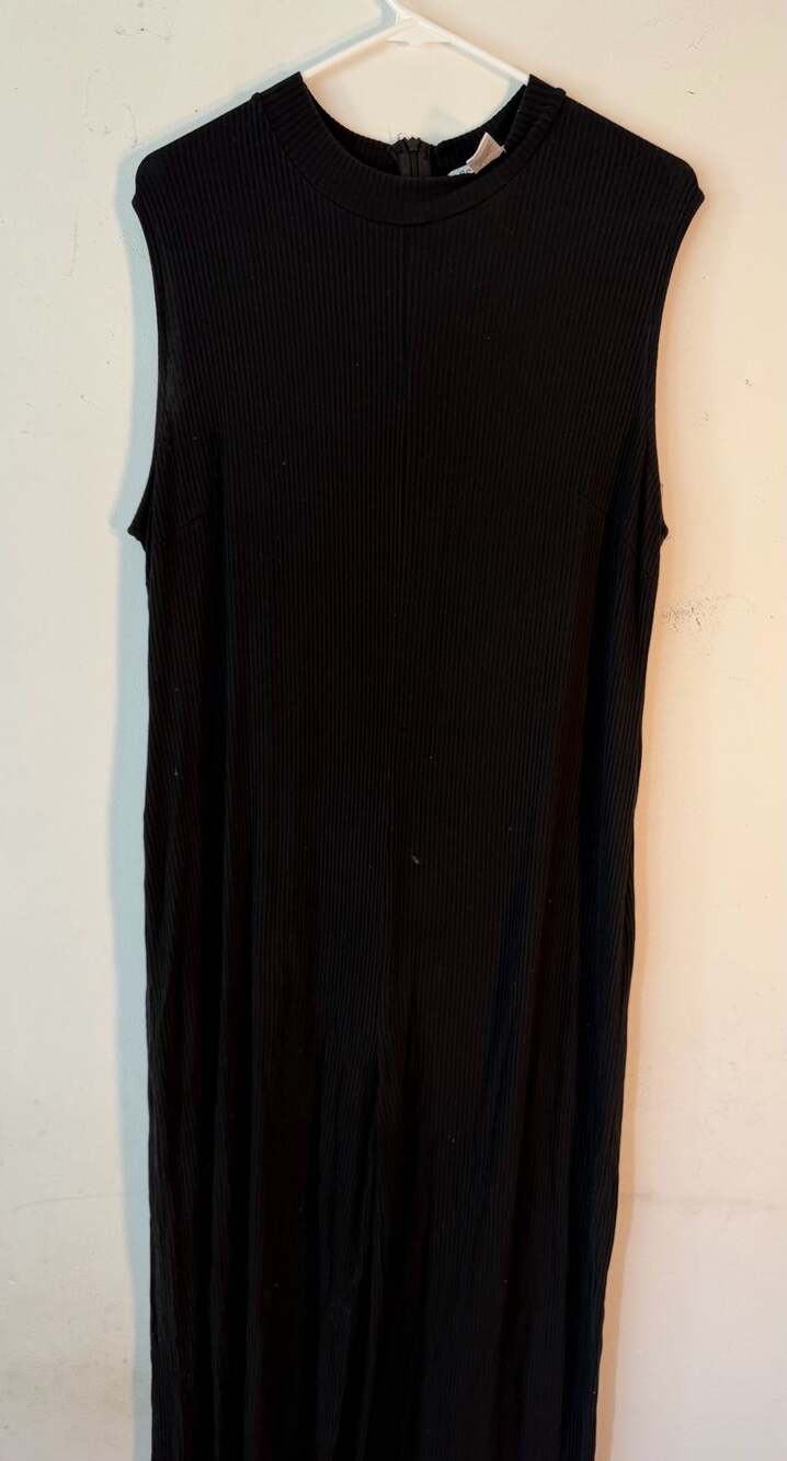 American Eagle Knit Ribbed Black Midi Dress Size M